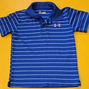 Under Armour Blue Polo with Stripes and Short Sleeves